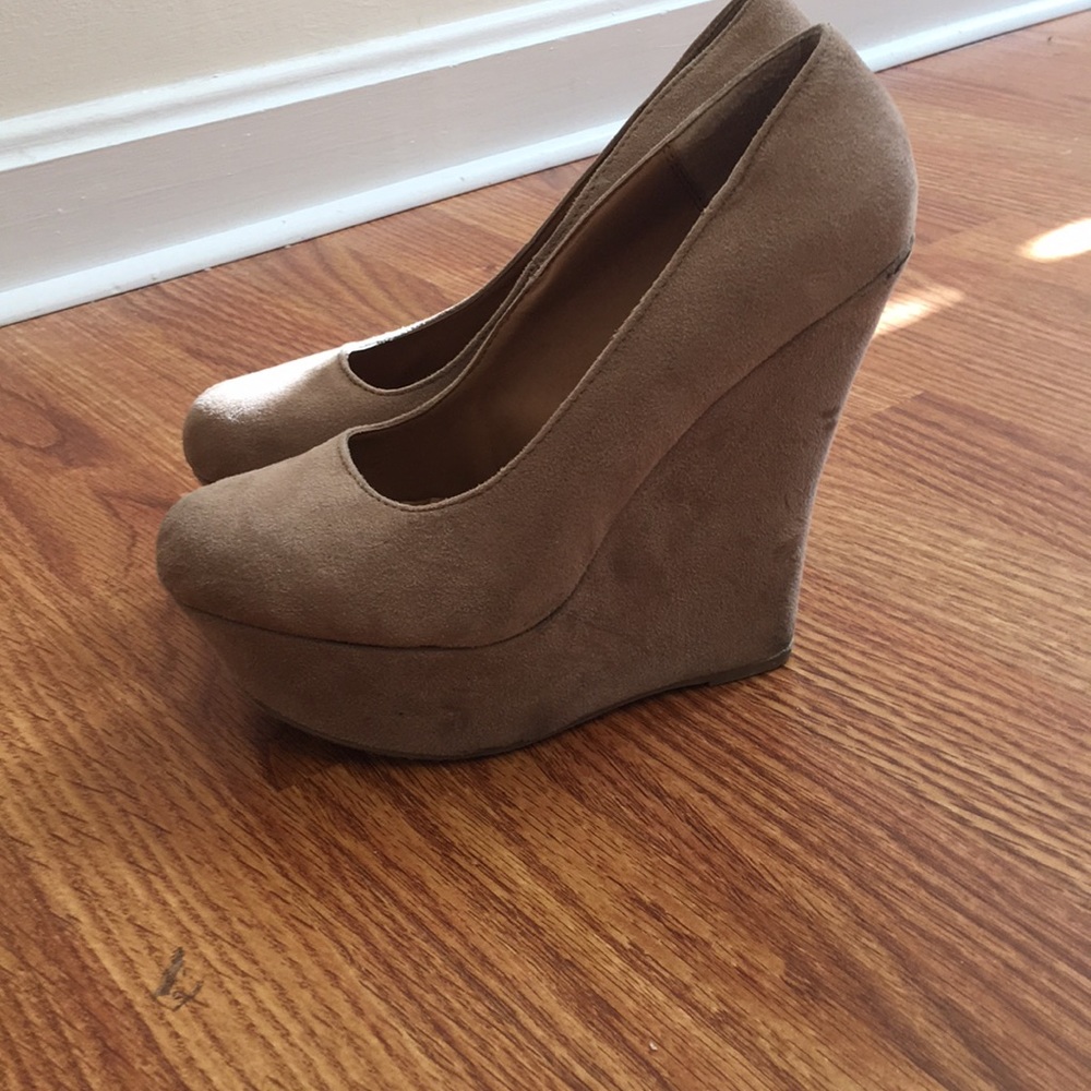 Tan Suede Wedge Heels